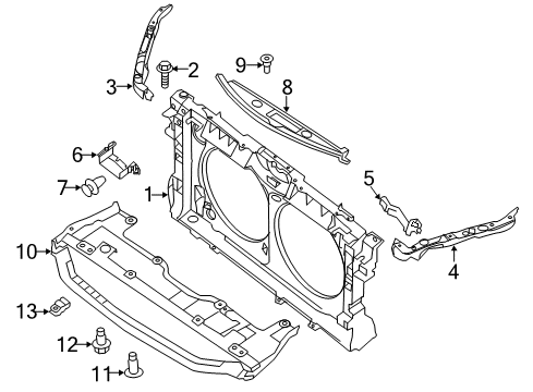 2013 Nissan Altima Radiator Support, Splash Shields Screw Diagram for 01466-00011