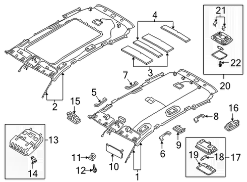 2021 Hyundai Santa Fe Interior Trim - Roof Lamp Assembly-Overhead Console Diagram for 92810-S2540-YGE