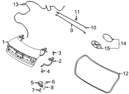 2020 Hyundai Sonata Trunk Trunk Lid Latch Assembly Diagram for 81230-L0000