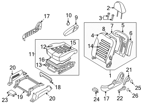 2007 Hyundai Entourage Front Seat Components Cushion Assembly-Front Seat, LH Diagram for 88100-4J260-CS6