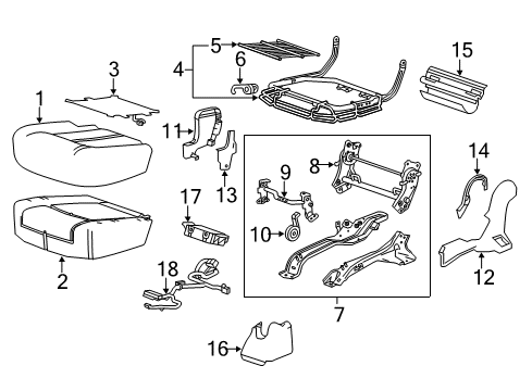 2011 Cadillac SRX Rear Seat Components Cushion Cover Diagram for 20779579