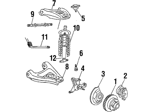 1984 Pontiac Bonneville Front Suspension Components, Lower Control Arm, Upper Control Arm, Stabilizer Bar Front Spring Diagram for 14029399
