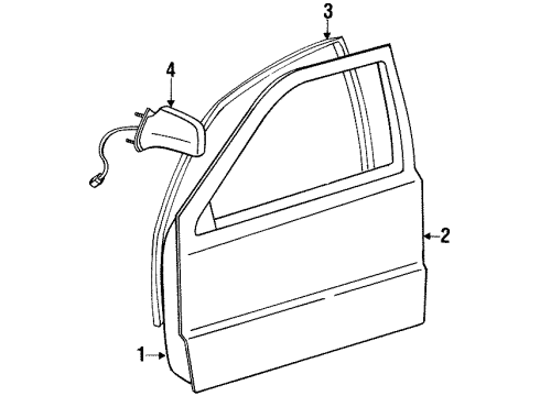 1995 Jeep Grand Cherokee Front Door & Components, Outside Mirrors Mirror-Outside Rearview Diagram for 5134999AA