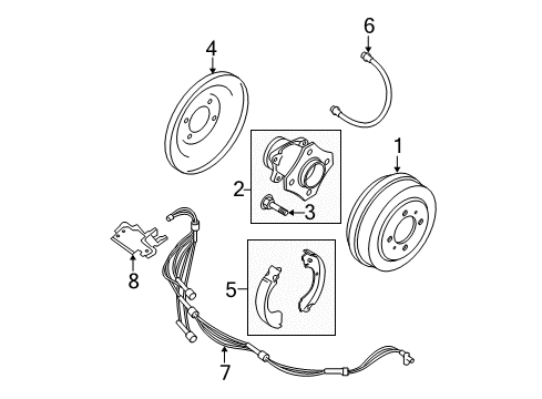 2009 Nissan Sentra Brake Components Hub Assy-Rear Diagram for 43202-ET010