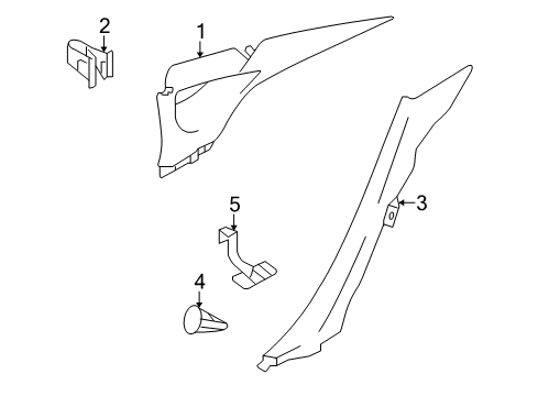 2010 Infiniti M45 Interior Trim - Quarter Panels Finisher-Rear Pillar, LH Diagram for 76935-EG10A