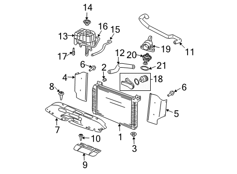 2001 GMC Yukon XL 2500 Radiator & Components Radiator Diagram for 89018316