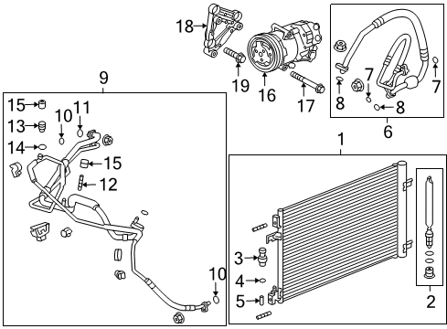 2013 Chevrolet Cruze A/C Condenser, Compressor & Lines Compressor Diagram for 13414019