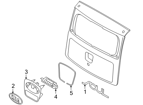 2012 Kia Soul Exterior Trim - Lift Gate Bracket-Tail Gate Garnish Diagram for 873762K000