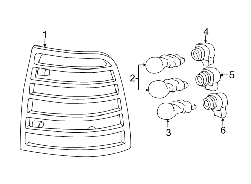 2004 Mercury Mountaineer Bulbs Combo Lamp Assembly Diagram for 1L2Z-13405-BA