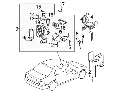 1996 Acura RL ABS Components ABS Unit Diagram for 39790-SZ3-A02