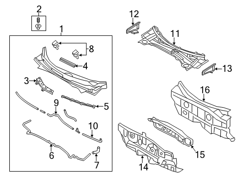 2012 Hyundai Veloster Cowl Insulator-Dash Panel Diagram for 84124-2V000