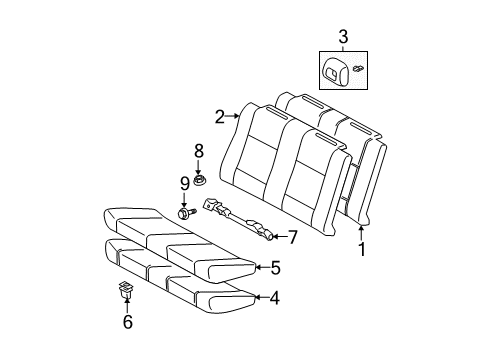 2007 Toyota Solara Rear Seat Components Seat Back Cover Diagram for 71077-06680-A0