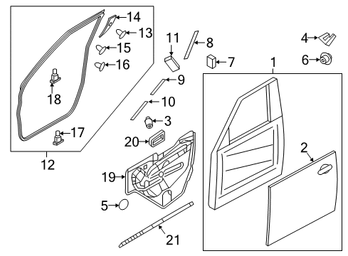 2020 Infiniti QX80 Front Door Clip-Weatherstrip Diagram for 80850-89921