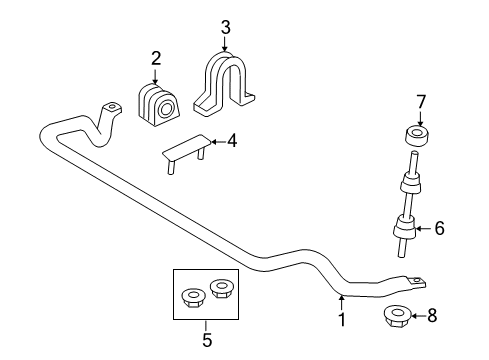 2006 Ford F-150 Stabilizer Bar & Components - Front Stabilizer Link Nut Diagram for 5L3Z-5C491-BA