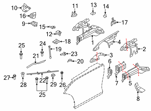 2009 BMW Z4 Structural Components & Rails Hex Screw With Collar Diagram for 33326768354