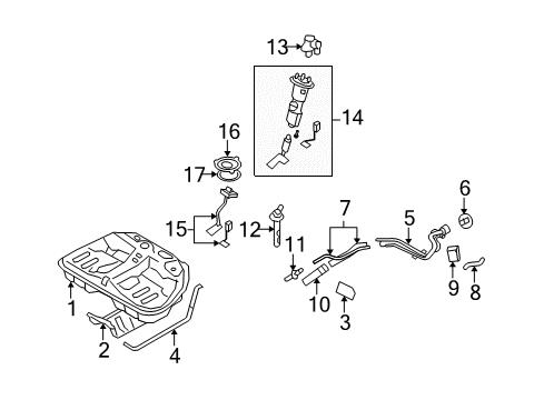 2007 Hyundai Azera Fuel Supply Neck Assembly-Fuel Filler Diagram for 31040-3L500