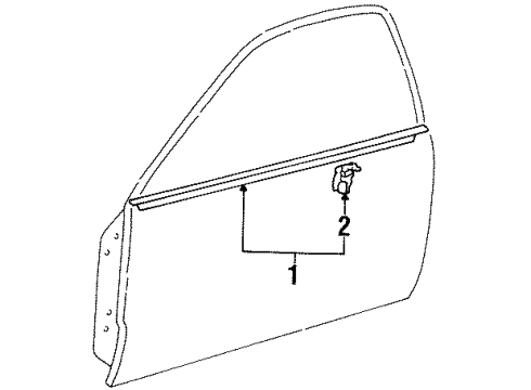 1997 Toyota Paseo Exterior Trim - Door Moulding Assy, Front Door Belt, LH Diagram for 75720-16190