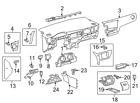 2016 Scion iM Cluster & Switches, Instrument Panel Clip Diagram for 90467-05172