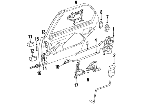 1996 Chrysler New Yorker Lock & Hardware Door Check Rear Door Left Diagram for 4780261