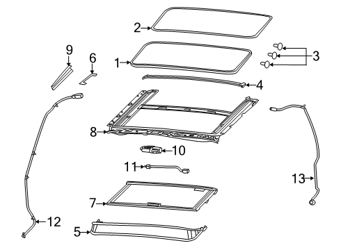 2022 Ram 1500 Sunroof Glass-SUNROOF Diagram for 68357691AA