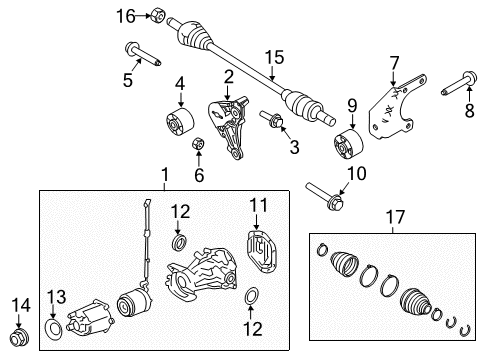 2014 Lincoln MKS Axle Components - Rear Differential Assembly Diagram for GB5P-4000-AB