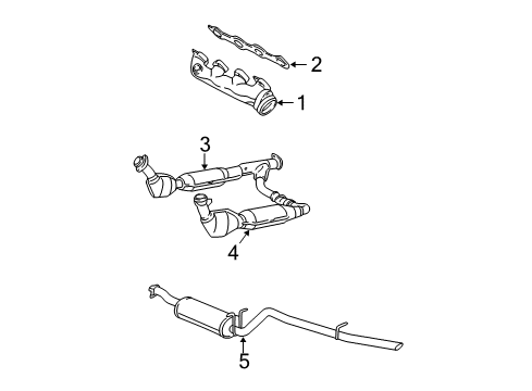 2001 Ford F-150 Exhaust Manifold Muffler W/Tailpipe Diagram for XL3Z-5230-BA