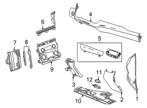 2021 GMC Yukon Instrument Panel Components Trim Pad Diagram for 84967433