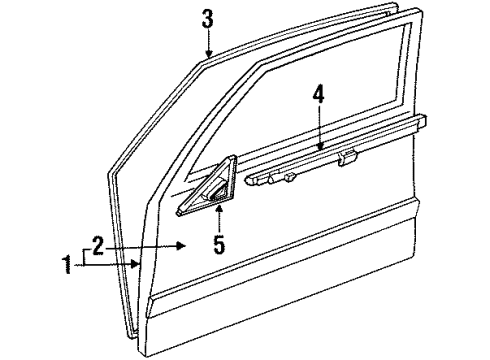 1986 Buick Somerset Front Door & Components, Outside Mirrors S/Strip Section Front Door Window @ Blt *Black Diagram for 20578438