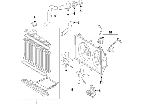 2003 Toyota Camry Door & Components Fan Motor Diagram for 16363-74370