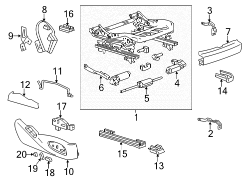 2016 Cadillac XTS Power Seats Recliner Knob Diagram for 22752210