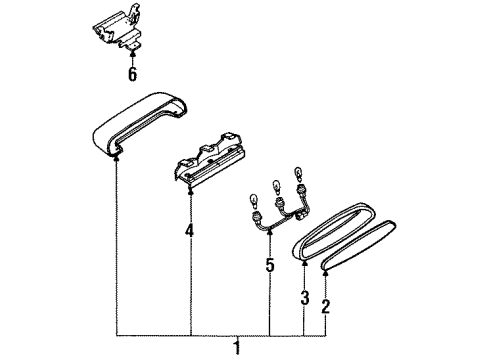 1992 Infiniti G20 High Mount Lamps Socket-Stop Lamp Diagram for 26597-62J00