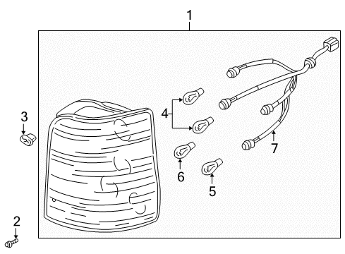 2003 Kia Sedona Bulbs Lamp-Rear Combination, RH Diagram for 1K53A51150