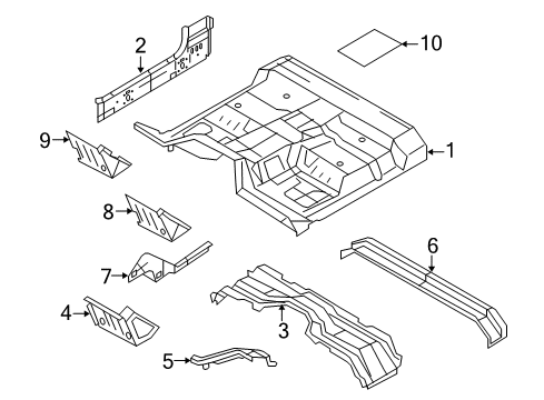 2010 Ford F-350 Super Duty Floor Floor Pan Assembly Diagram for 7C3Z-2511000-A