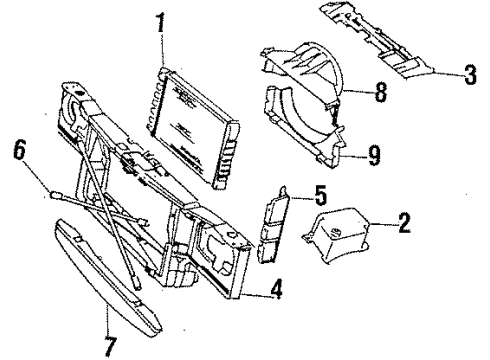 1985 Oldsmobile Cutlass Supreme Radiator & Components, Cooling Fan Radiator Support Diagram for 14093831
