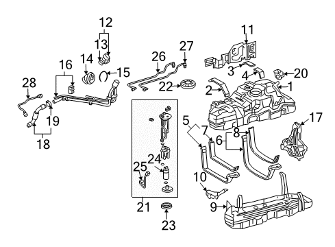 2003 Lexus GX470 Fuel Supply Fuel Gas Tank Assembly Diagram for 77001-3D510