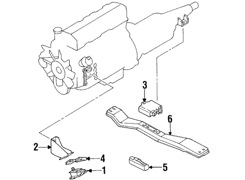 1988 Nissan D21 Engine & Trans Mounting Rear Engine Mount Bracket Right Diagram for 11232-01G10