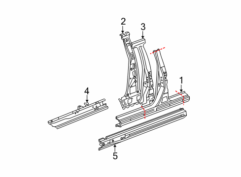 2006 Toyota Corolla Center Pillar & Rocker Pillar Reinforcement Diagram for 61038-02906