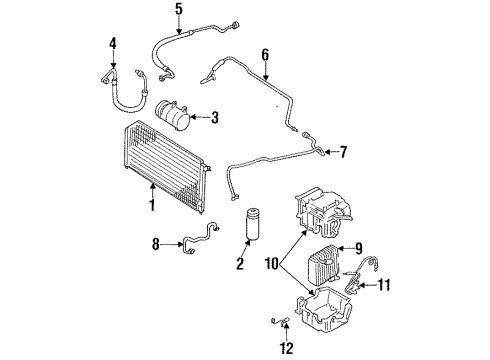 1993 Nissan Maxima Condenser, Compressor & Lines, Evaporator Components Hose-Flexible, Low Diagram for 92480-7E100