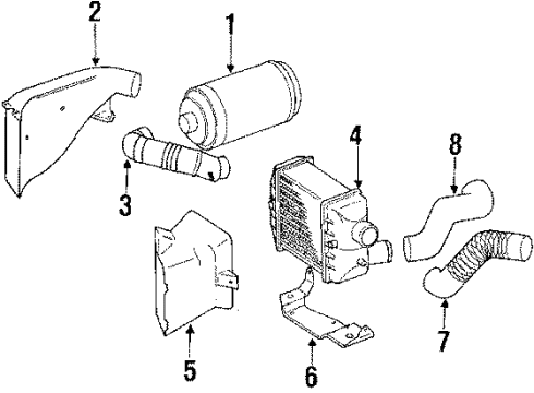 1987 Jeep Cherokee Air Inlet Air Intake Duct Diagram for 33003391