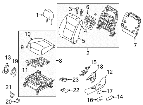 2015 Kia Sorento Heated Seats Front Seat Back Driver Covering Diagram for 883801U600BD6