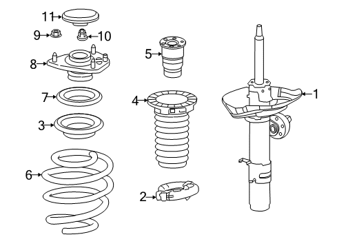 2017 Honda Accord Struts & Components - Front Shock Absorber Unit, Left Front Diagram for 51621-T3L-345