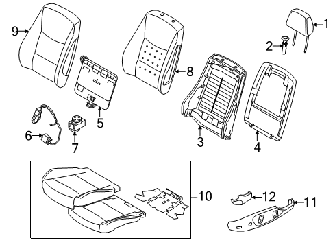 2008 BMW 128i Lumbar Control Seats Seat Upholstery, Leather Diagram for 52102997352