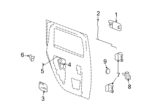 2003 Hummer H2 Rear Door - Lock & Hardware HANDLE ASM, RR S/D O/S *BLACK Diagram for 19356474