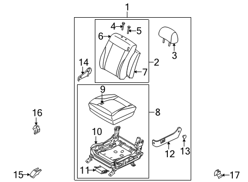 2005 Kia Amanti Power Seats Cushion Assembly-Front Seat, R Diagram for 882003F401GH3