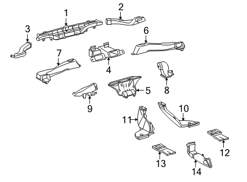 2011 Lexus GX460 Ducts Duct Assembly, Heater To RSGISTER Diagram for 55870-60060