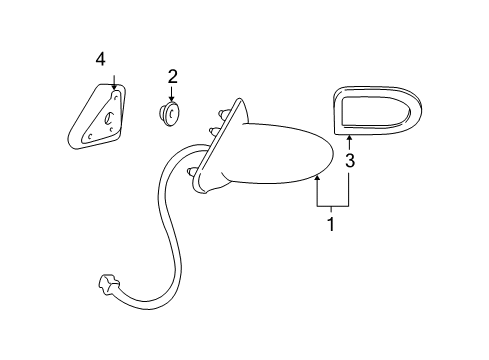 2002 Pontiac Bonneville Outside Mirrors Mirror Assembly Diagram for 25736330