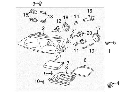 2001 Lexus IS300 Headlamps Headlamp Unit With Gas Diagram for 81145-53040