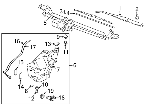 2006 Saab 9-7x Wiper & Washer Components Rear Arm Diagram for 15908046