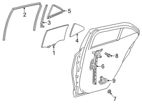 2020 Toyota Corolla Rear Door Glass Weatherstrip Diagram for 68188-12380