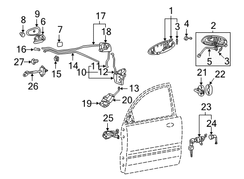 2002 Hyundai Sonata Front Door Door Safety Lock Rod Assembly, Front, Right Diagram for 81380-38000